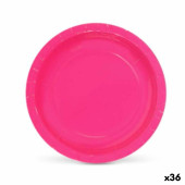 Set de Platos Algon Desechables Cartón Fucsia 20 x 20 x 1,5 cm (36 Unidades)