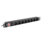 Regleta 19" 8 Tomas Schuko con On/Off Switch Lanberg PDU-08E-0200-BK (2 m)