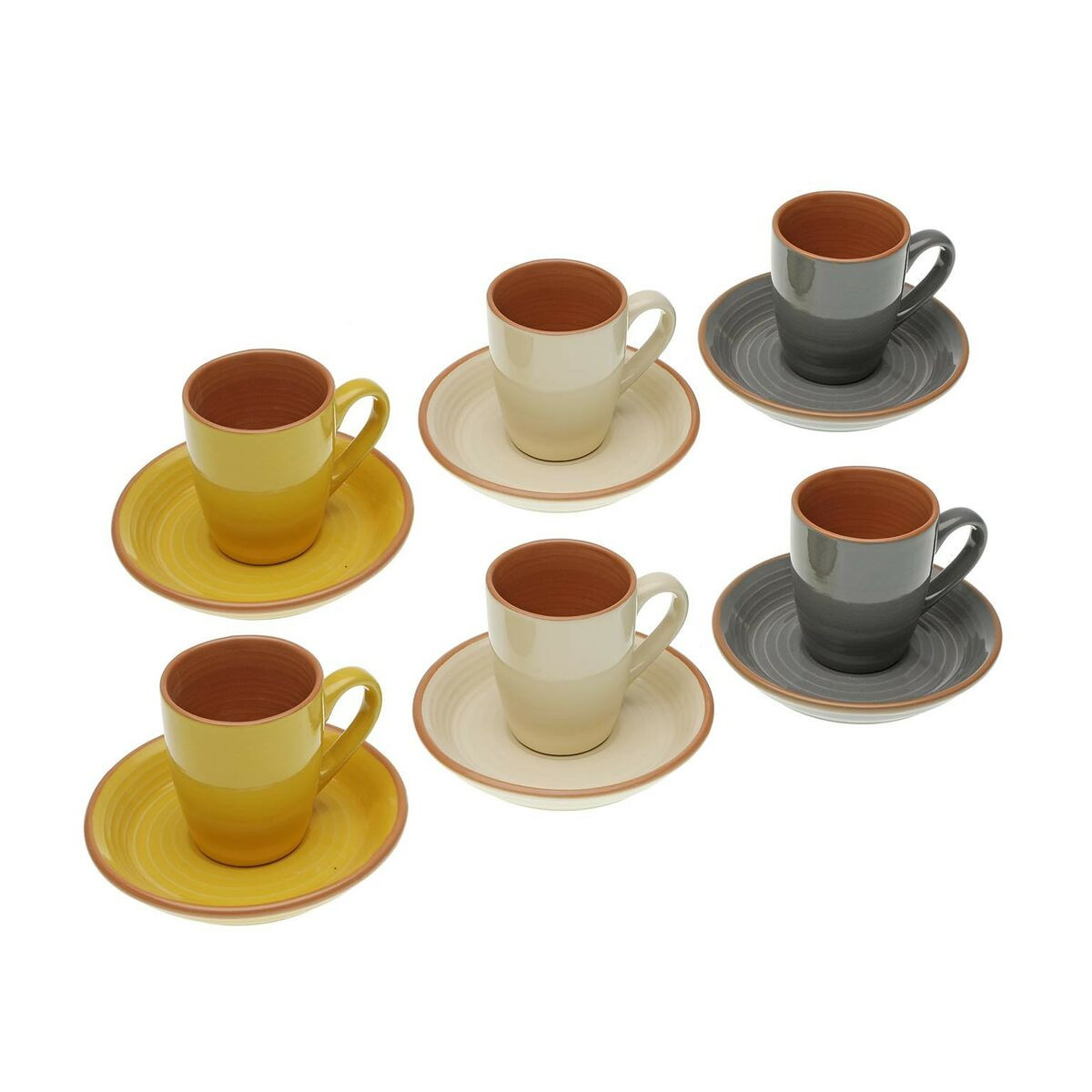 Juego De Tazas De Café Dkd Home Decor Azul Marrón Gres (150 Ml)