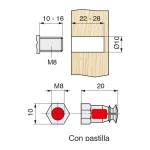 Tuerca Expansible Laton M8-20 Con Pastilla  Para Taladro 10Mm. (100 uds.)