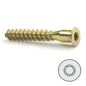 Tornillo Autorroscante Rosca Madera, Allen Bicromatado 6,3-60 Cabeza Plana Con Punta (Largo Total 57Mm, Diam.cab.10Mm) (100 uds.)