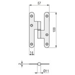 Pernio Laton Sin Remate Cromo Mate 305/100 Derecha