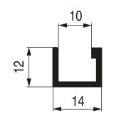 Perfil Horizontal "U" Sp10 Plata Mate 2M. (4 uds.)