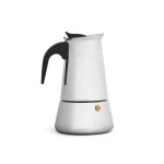 Cafetera Italiana Negro Plateado Acero 4 Tazas