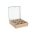 Caja para Infusiones DKD Home Decor 24 x 24 x 6,5 cm Cristal Natural Azul Rosa Metal Blanco 3 Piezas Madera MDF