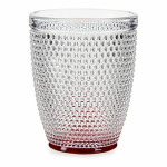 Vaso Rojo Puntos Transparente Vidrio 300 ml (6 Unidades)