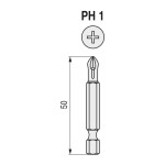 Caja 5 Puntas 1/4 Torsion "T" Ph1-50 Azl