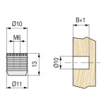 Tuerca Nylon Blanco Coto M6 D11X13 Para Taladro 10Mm. Sin Ranura En La Cabeza. (100 uds.)