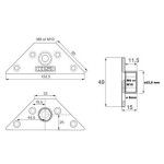 Placa 123X65 Montaje Kea M8 Para Patas Mesa