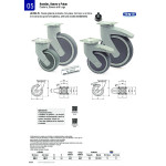 Rueda Giratoria Levina Ø150 Plástico 77X67 Aro De Goma Con Freno  Aro De Goma Tenteprene. N/Poliprop. Antihilo.