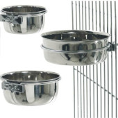 Comedero Acero Inox Con Soporte Jaula - Sistema Palometa 600 Ml