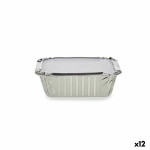 Set de Fuentes de Cocina Desechable Con Tapa Aluminio 14,5 x 7,5 x 12,5 cm (12 Unidades)