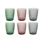 Set de Vasos DKD Home Decor Verde Gris Rosa Cristal Con relieve 240 ml (6 Unidades)