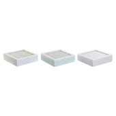 Caja para Infusiones DKD Home Decor Azul Blanco Verde Lila Metal Cristal Madera MDF (3 Unidades)