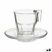 Juego de 6 Tazas con Plato Casablanca Transparente Vidrio 4 Unidades (70 ml)