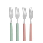 Set de Tenedores Verde Rosa Plateado Acero Inoxidable Plástico 18,7 cm (12 Unidades)