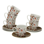 Juego de Tazas con Platos Versa Aia Porcelana 9 x 14 x 14 cm 10,5 x 8 x 6 cm 14 x 14 x 2 cm