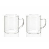 Juego de 2 Tazas Mug Andrea House ms19209 Transparente Vidrio 300 ml 2 x 300 ml Ø 7,5 x 8,5 cm