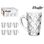 Taza Diamante Transparente Vidrio (110 ml) (6 Unidades)