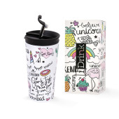 Taza Termo con Tapa iTotal Doble pared Blanco Unicornio Acero Inoxidable 350 ml