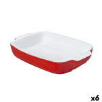 Fuente para Horno Pyrex Signature Blanco Rojo Cerámica Rectangular 29 x 19 x 7 cm (6 Unidades)