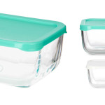 Set de Fiambreras Snow Box Rectangular Blanco Turquesa (4 Unidades)