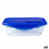 Fiambrera Hermética Pyrex Cook & Go 20,5 x 15,5 x 6 cm Azul 800 ml Vidrio (6 Unidades)